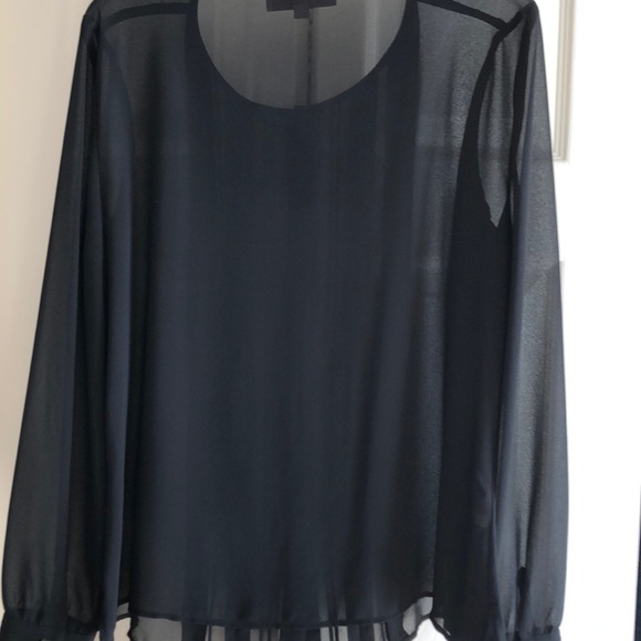 Ladies LOFT size L sheer black blouse - Picture 3 of 5